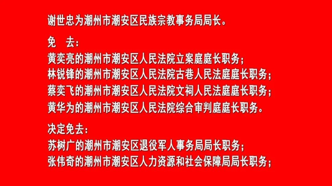 潮安区人事任免动态更新